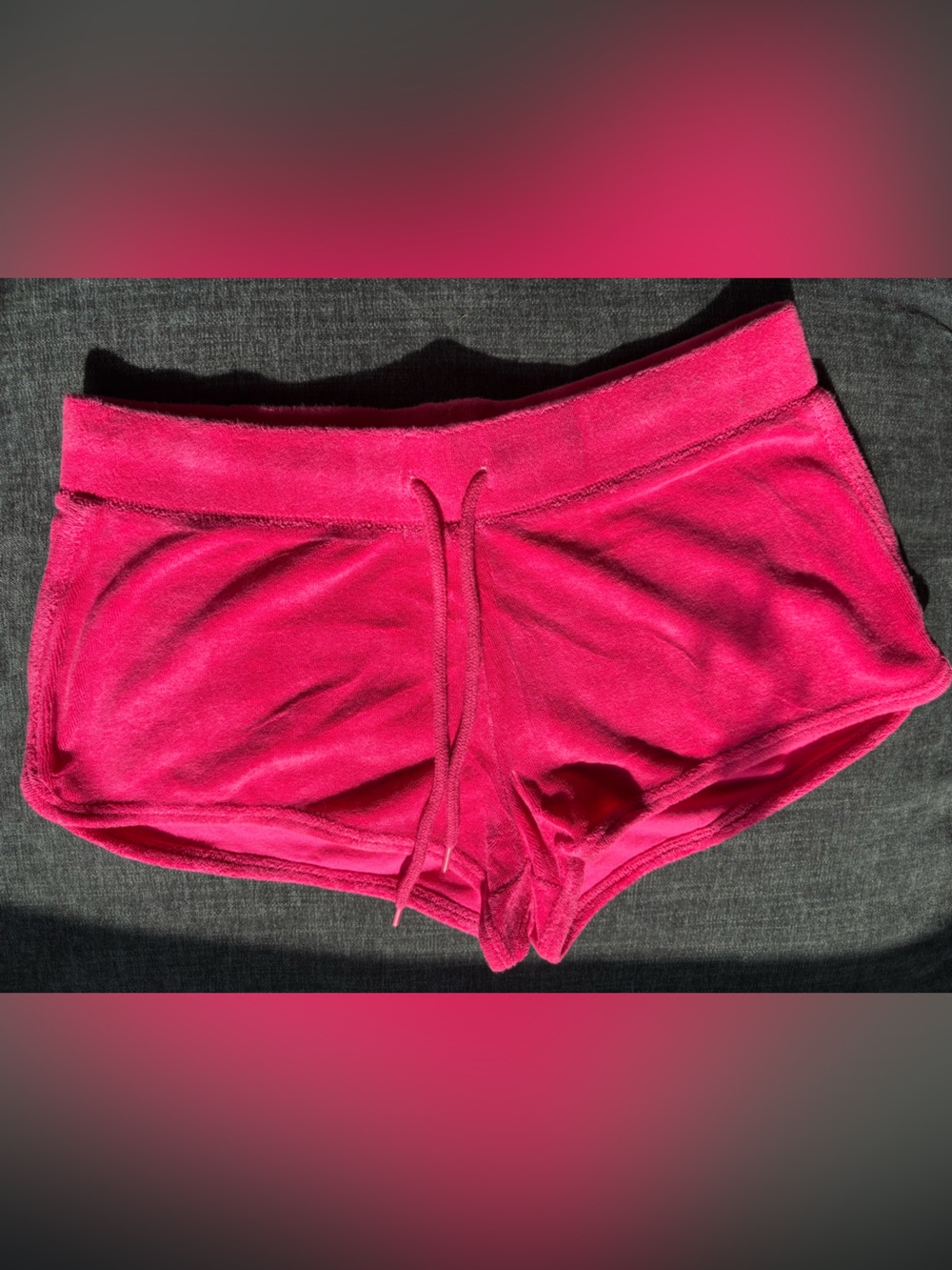 Women’s Hot Pink Velour Shorts with Drawstring size SP